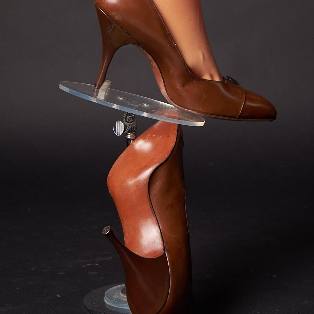 1960s Brown Patent Leather Button Pumps Heels Shoes
